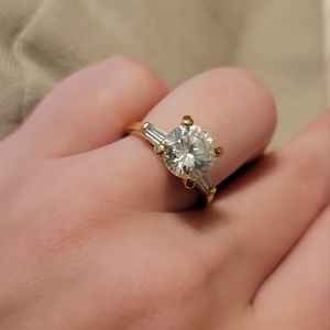 Ring 14 kt Gold Plated Cubic Zirconia CZ Solitaire Ring